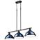 Duncan 3-Light Linear Pendant in Matte Black with Matte Navy