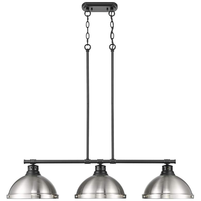 Image 1 Duncan 3-Light Linear Pendant in Matte Black with Pewter