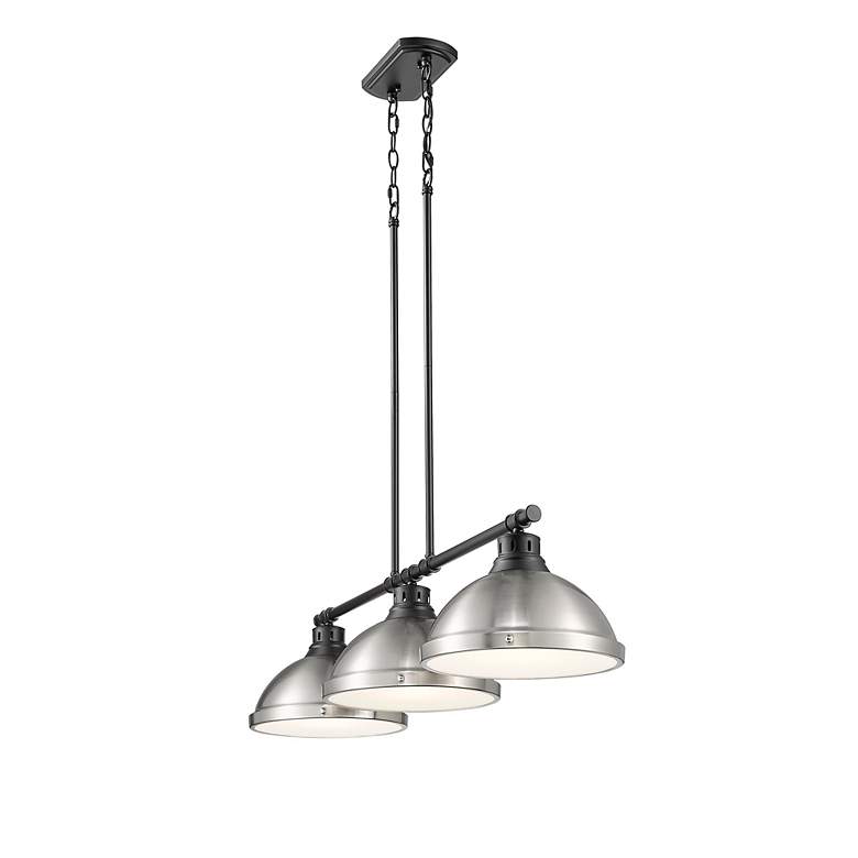 Image 2 Duncan 3-Light Linear Pendant in Matte Black with Pewter more views