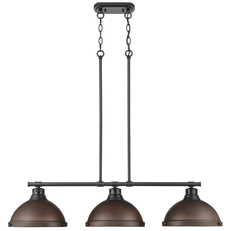 Image 1 Duncan 3-Light Linear Pendant in Matte Black with Rubbed Bronze