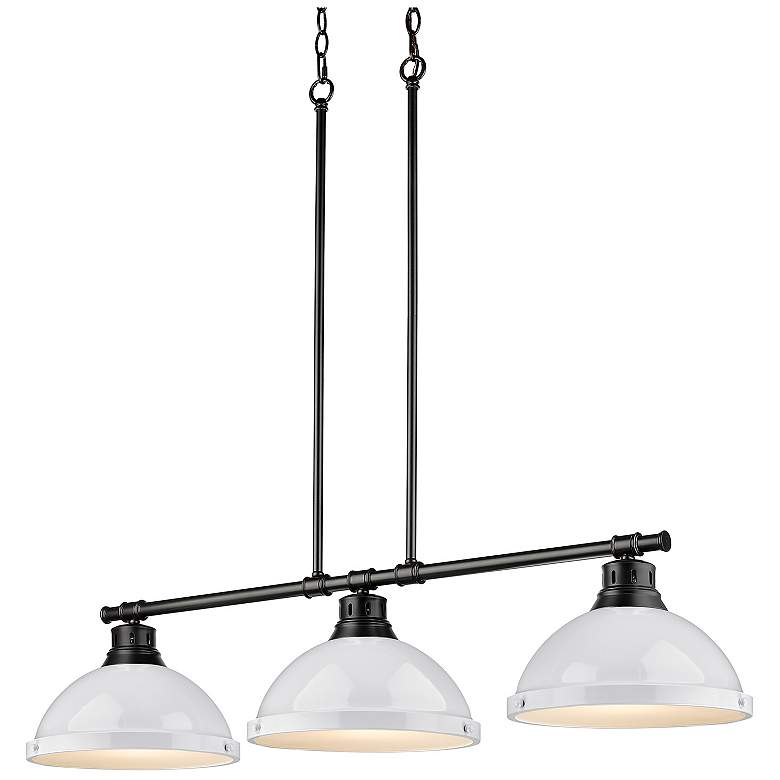 Image 1 Duncan 3-Light Linear Pendant in Matte Black with White