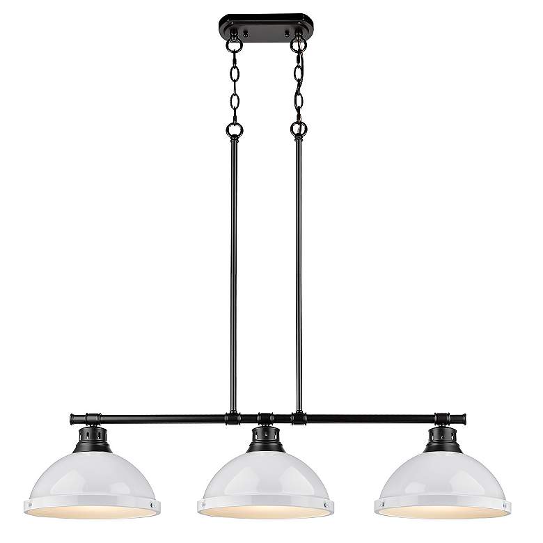 Image 2 Duncan 3-Light Linear Pendant in Matte Black with White more views