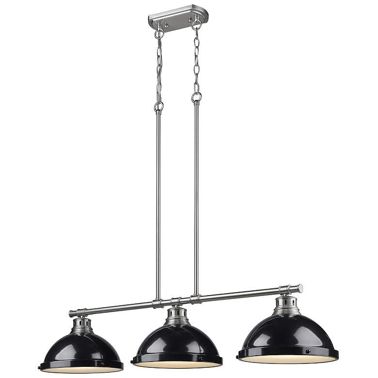 Image 1 Duncan 3-Light Linear Pendant in Pewter with Black
