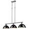 Duncan 3-Light Linear Pendant in Pewter with Black