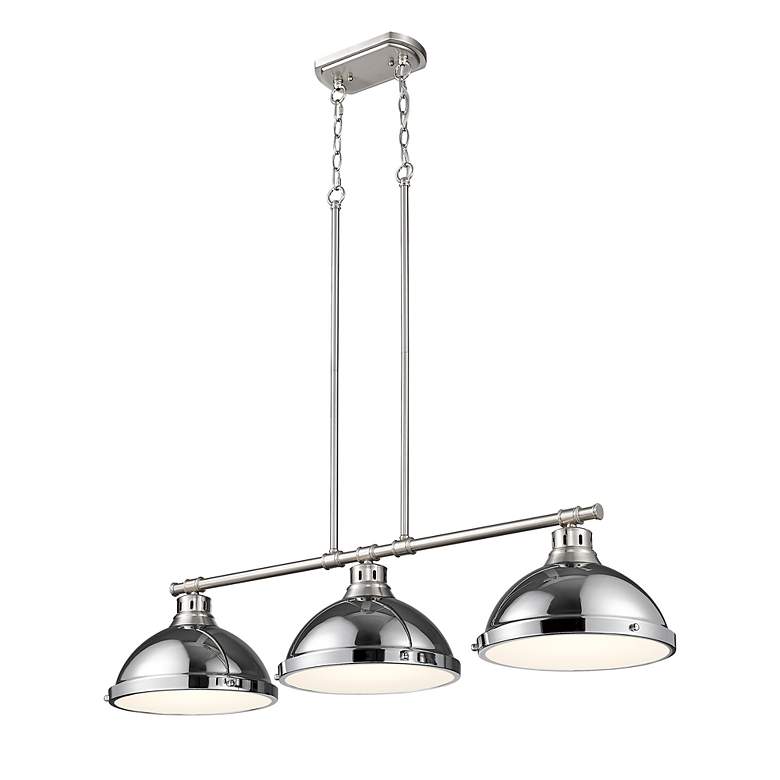 Image 2 Duncan 3-Light Linear Pendant in Pewter with Chrome more views