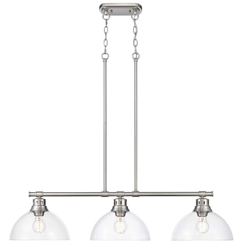 Image 1 Duncan 3-Light Linear Pendant in Pewter with Clear Glass