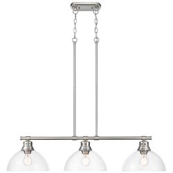 Duncan 3-Light Linear Pendant in Pewter with Clear Glass