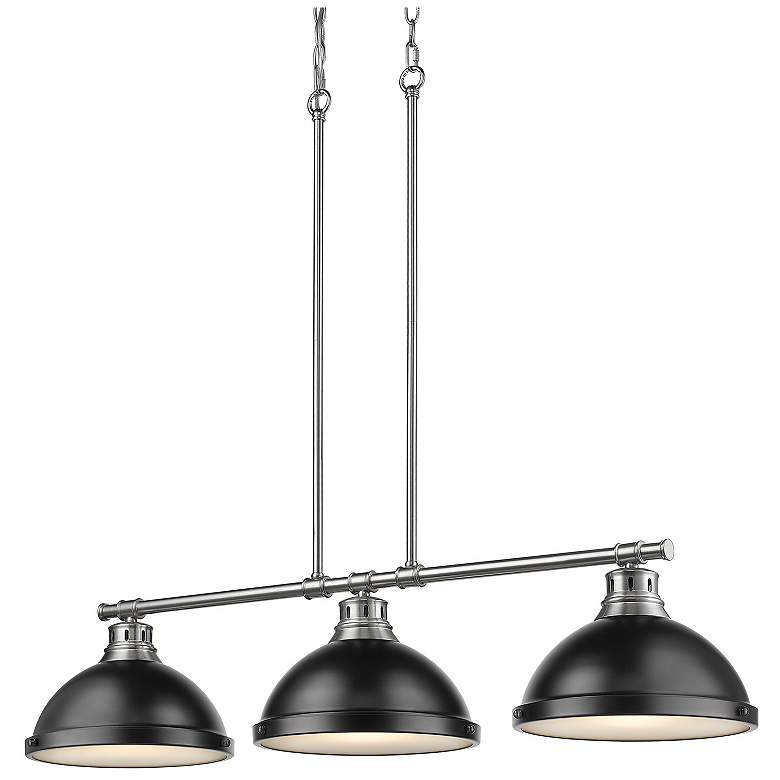 Image 1 Duncan 3-Light Linear Pendant in Pewter with Matte Black