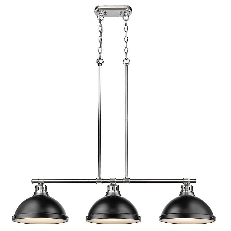 Image 2 Duncan 3-Light Linear Pendant in Pewter with Matte Black more views