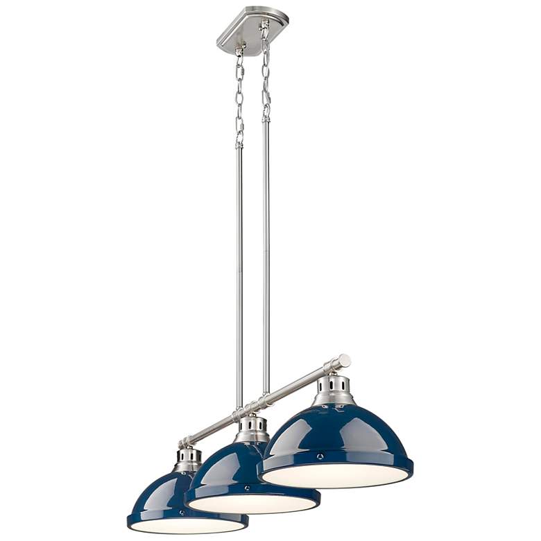 Image 2 Duncan 3-Light Linear Pendant in Pewter with Matte Navy more views