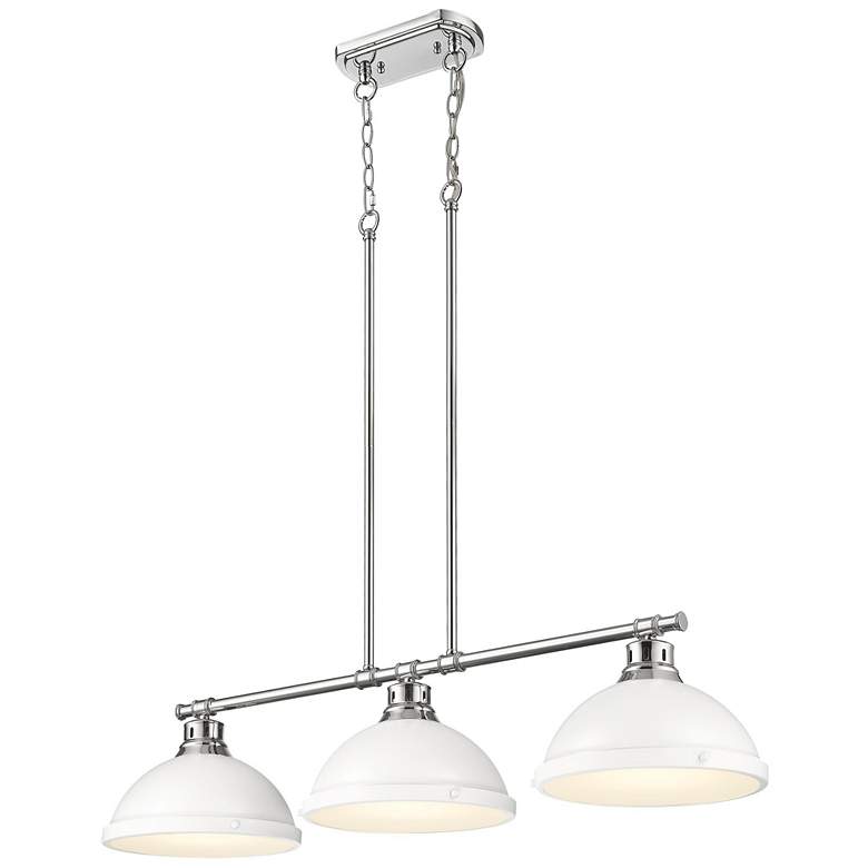 Image 1 Duncan 3-Light Linear Pendant in Pewter with Matte White