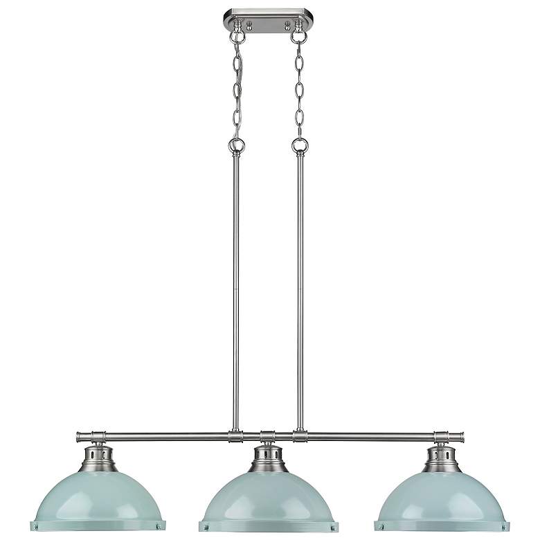 Image 1 Duncan 3-Light Linear Pendant in Pewter with Seafoam