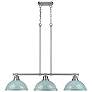 1_Duncan 3-Light Linear Pendant in Pewter with Seafoam