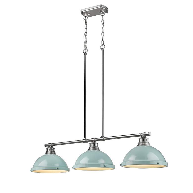 Image 2 Duncan 3-Light Linear Pendant in Pewter with Seafoam more views