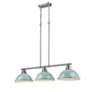 2_Duncan 3-Light Linear Pendant in Pewter with Seafoam more views