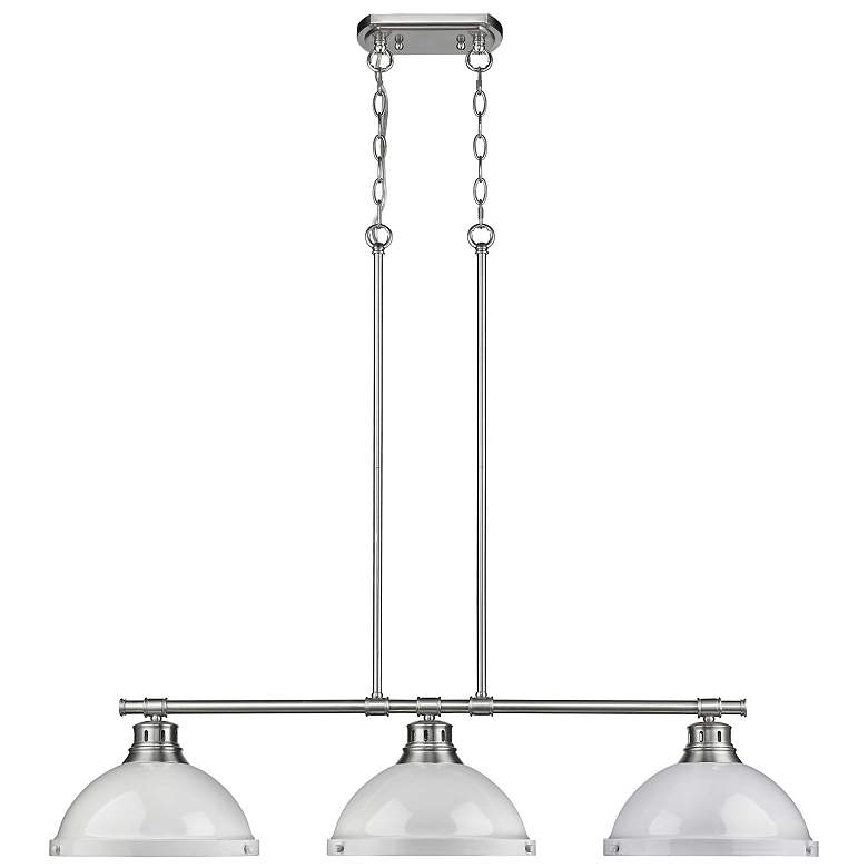 Image 1 Duncan 3-Light Linear Pendant in Pewter with White