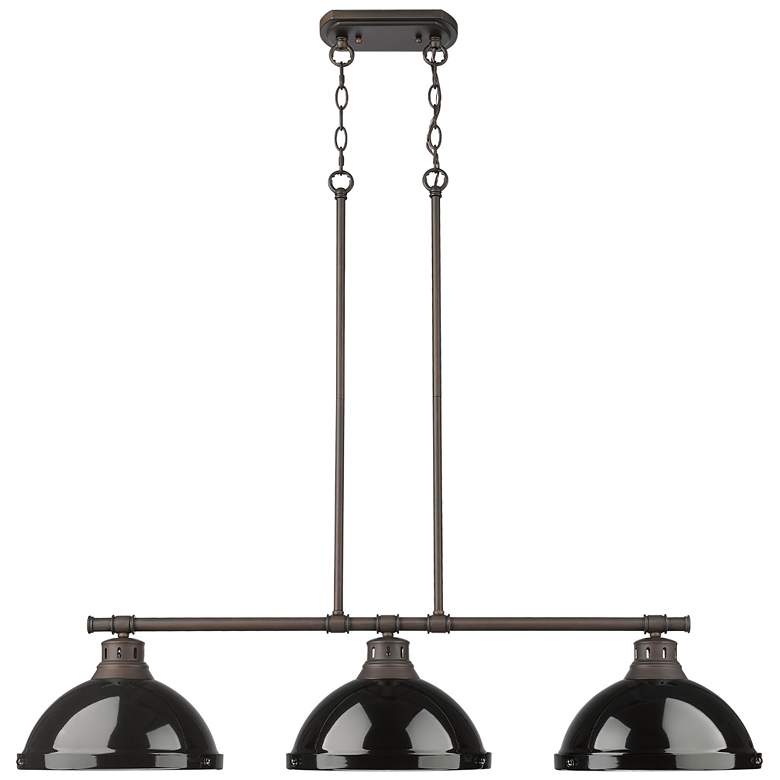 Image 1 Duncan 3-Light Linear Pendant in Rubbed Bronze with Black