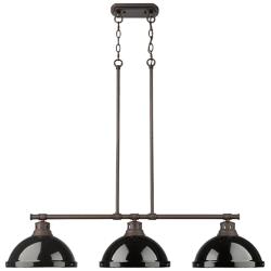 Duncan 3-Light Linear Pendant in Rubbed Bronze with Black