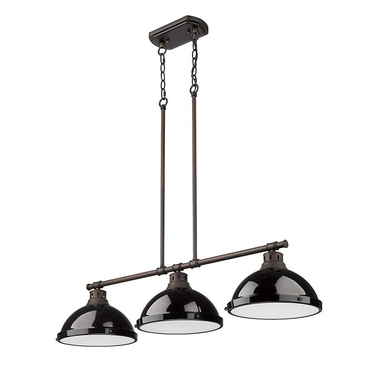 Image 2 Duncan 3-Light Linear Pendant in Rubbed Bronze with Black more views