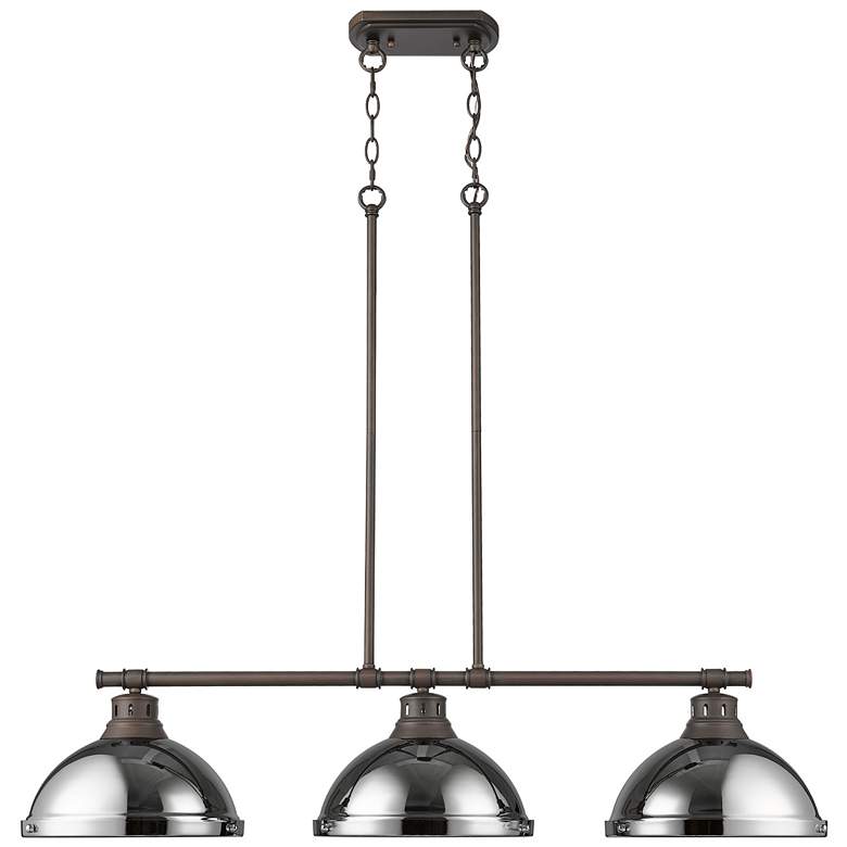 Image 1 Duncan 3-Light Linear Pendant in Rubbed Bronze with Chrome