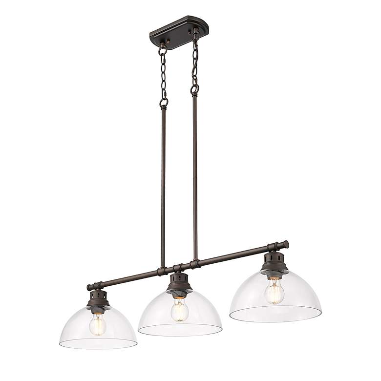 Image 3 Duncan 3-Light Linear Pendant in Rubbed Bronze with Clear Glass more views
