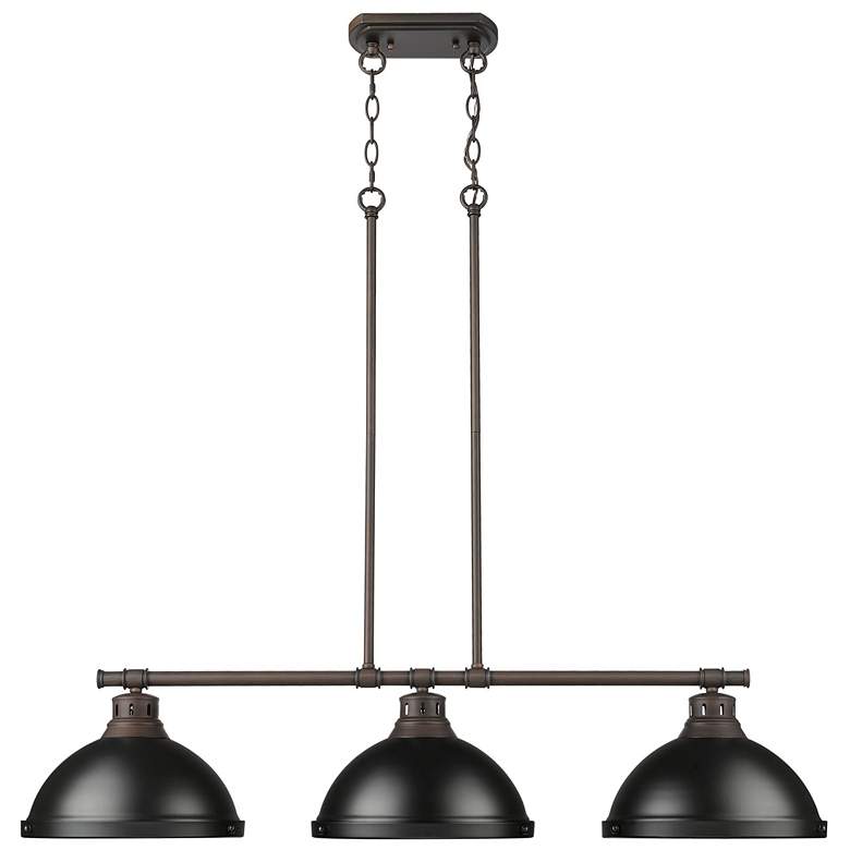 Image 1 Duncan 3-Light Linear Pendant in Rubbed Bronze with Matte Black