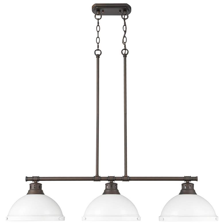 Image 1 Duncan 3-Light Linear Pendant in Rubbed Bronze with Matte White