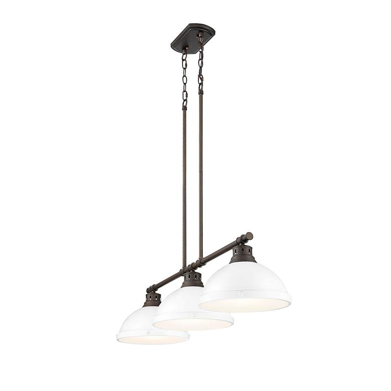 Image 2 Duncan 3-Light Linear Pendant in Rubbed Bronze with Matte White more views