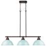 1_Duncan 3-Light Linear Pendant in Rubbed Bronze with Seafoam