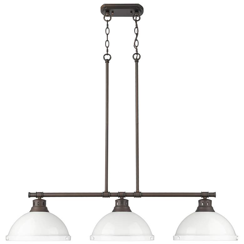 Image 1 Duncan 3-Light Linear Pendant in Rubbed Bronze with White