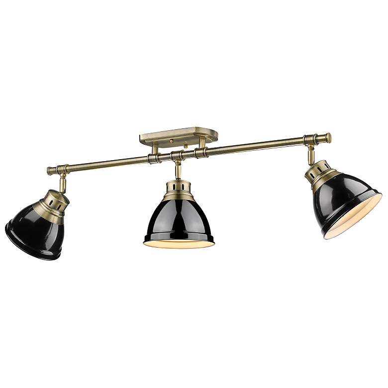 Image 1 Duncan 3-Light Semi-Flush - Track Light in Aged Brass with Black