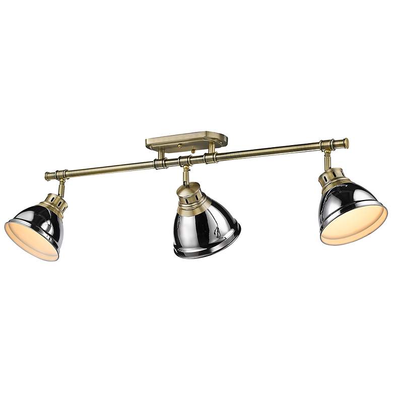 Image 1 Duncan 3-Light Semi-Flush - Track Light in Aged Brass with Chrome