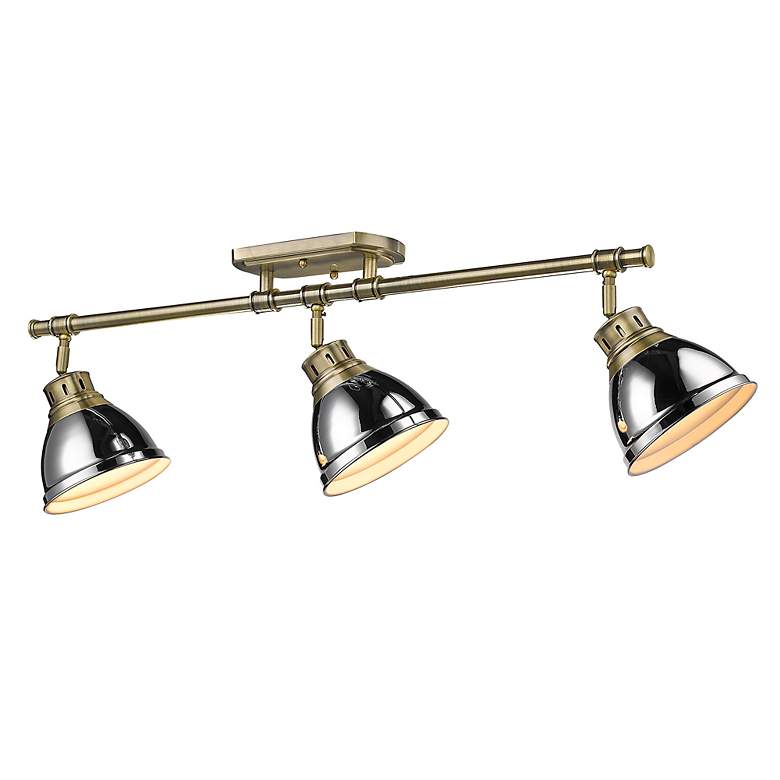 Image 2 Duncan 3-Light Semi-Flush - Track Light in Aged Brass with Chrome more views