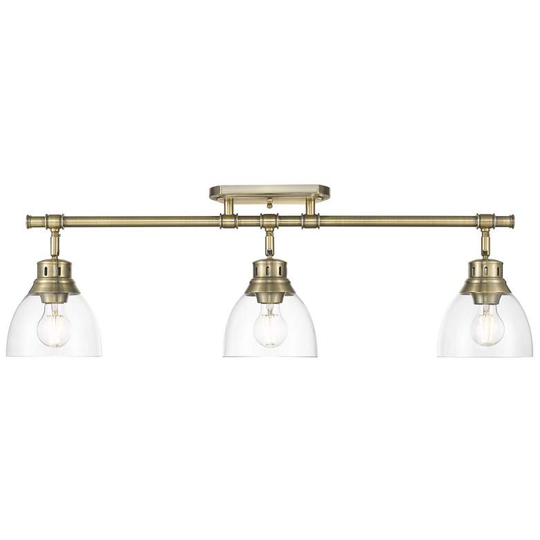Image 1 Duncan 3-Light Semi-Flush - Track Light in Aged Brass with Clear Glass