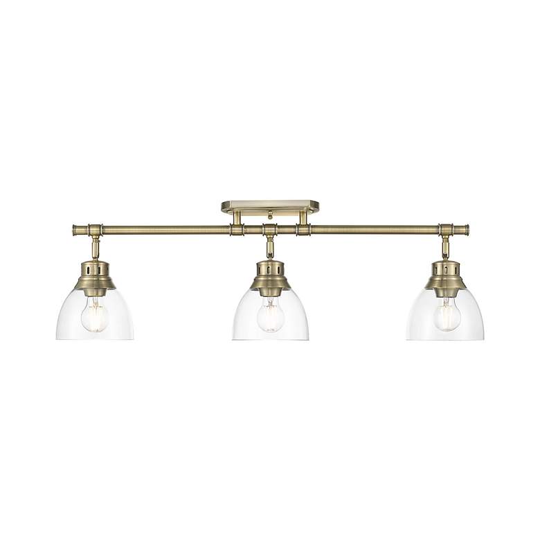 Image 2 Duncan 3-Light Semi-Flush - Track Light in Aged Brass with Clear Glass more views