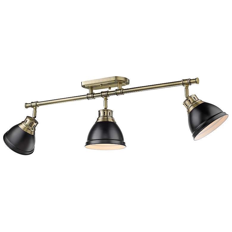 Image 1 Duncan 3-Light Semi-Flush - Track Light in Aged Brass with Matte Black