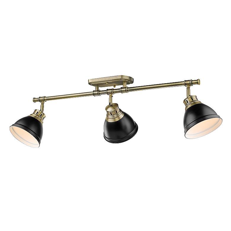 Image 2 Duncan 3-Light Semi-Flush - Track Light in Aged Brass with Matte Black more views
