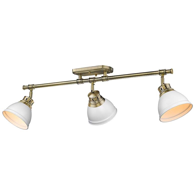 Image 1 Duncan 3-Light Semi-Flush - Track Light in Aged Brass with Matte white