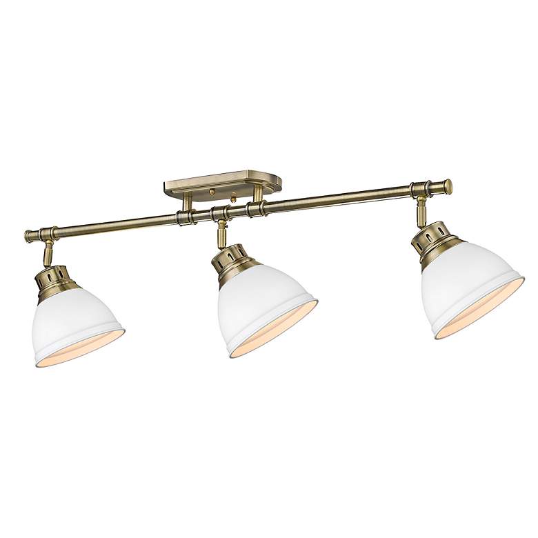 Image 2 Duncan 3-Light Semi-Flush - Track Light in Aged Brass with Matte white more views