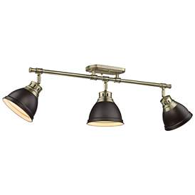 Image1 of Duncan 3-Light Semi-Flush - Track Light in Aged Brass with Rubbed Bronze