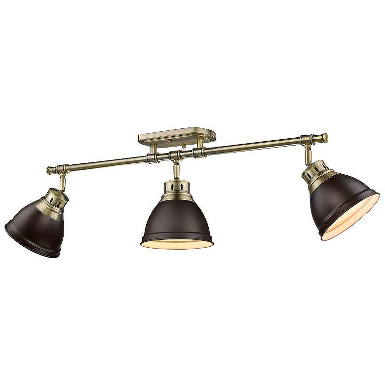 Image 1 Duncan 3-Light Semi-Flush - Track Light in Aged Brass with Rubbed Bronze