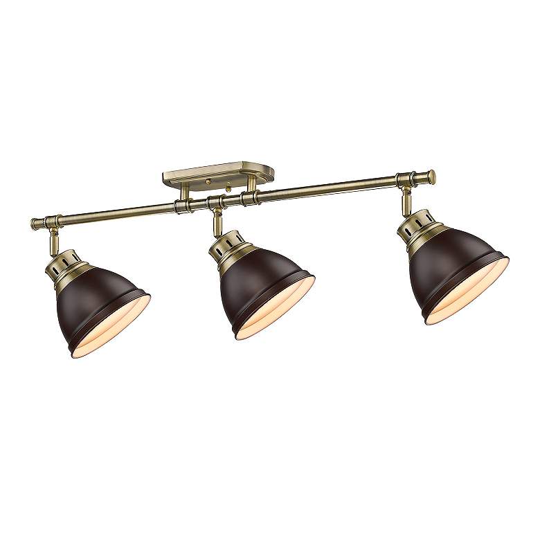 Image 2 Duncan 3-Light Semi-Flush - Track Light in Aged Brass with Rubbed Bronze more views