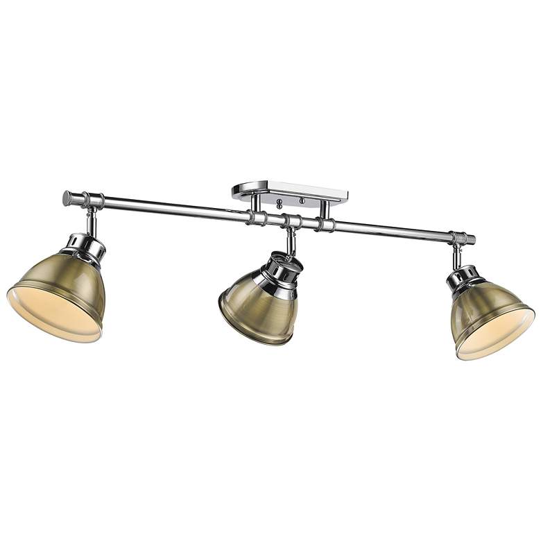 Image 1 Duncan 3-Light Semi-Flush - Track Light in Chrome with Aged Brass