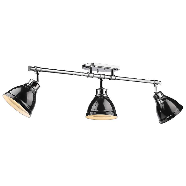 Image 1 Duncan 3-Light Semi-Flush - Track Light in Chrome with Black