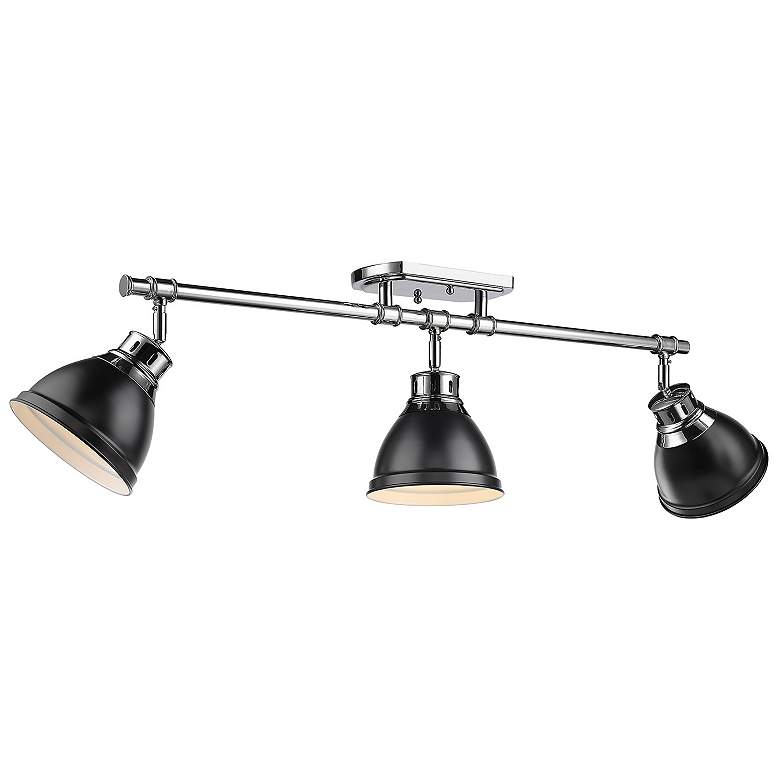 Image 1 Duncan 3-Light Semi-Flush - Track Light in Chrome with Matte Black