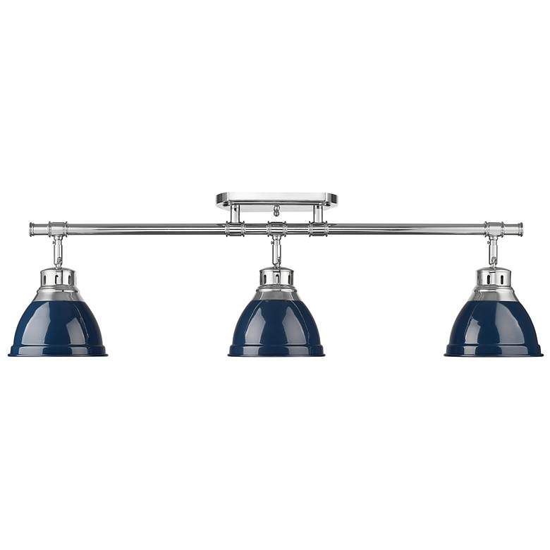 Image 1 Duncan 3-Light Semi-Flush - Track Light in Chrome with Matte Navy