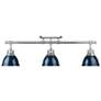 1_Duncan 3-Light Semi-Flush - Track Light in Chrome with Matte Navy