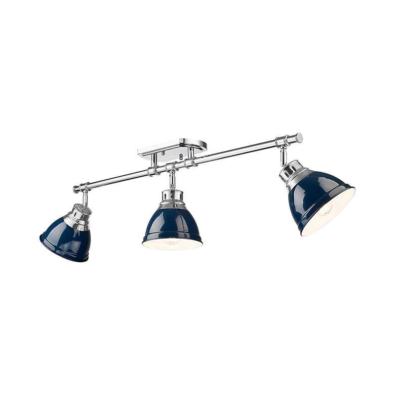 Image 2 Duncan 3-Light Semi-Flush - Track Light in Chrome with Matte Navy more views