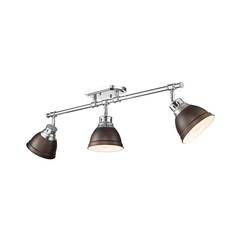 Image 2 Duncan 3-Light Semi-Flush - Track Light in Chrome with Rubbed Bronze more views