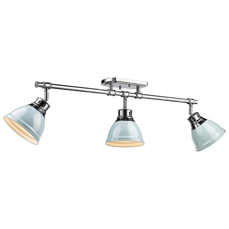 Image 1 Duncan 3-Light Semi-Flush - Track Light in Chrome with Seafoam